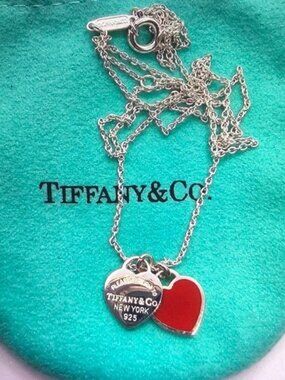Tiffany & Co. Silver and Red Heart Necklace